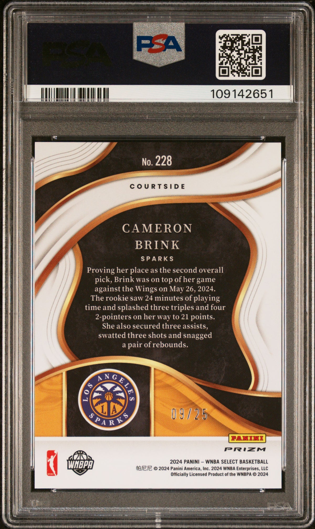 2024 Panini Select Wnba Cameron Brink Tie-Dye Prizm #228 PSA 10