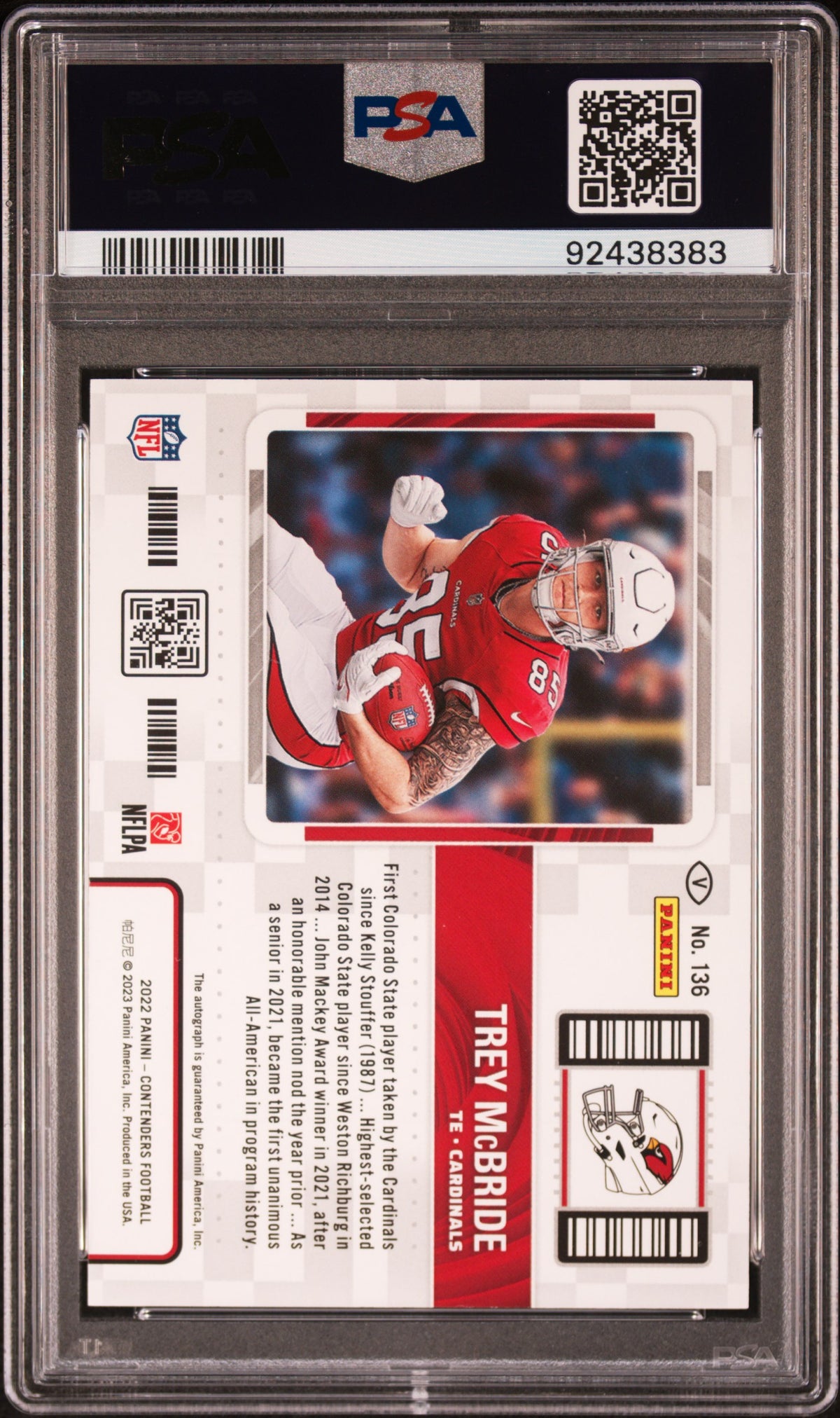 2022 Panini Contenders Trey Mcbride Variation-Autograph #136 PSA 9