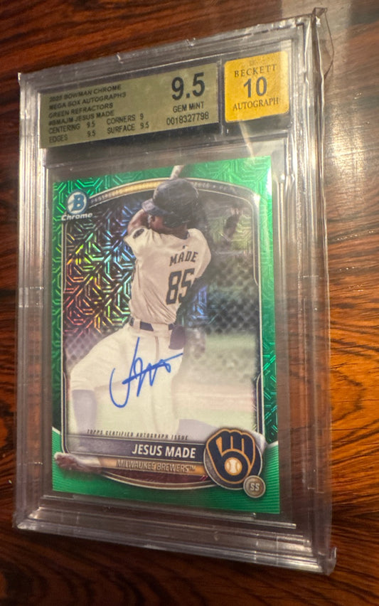 2025 Bowman Chrome Mega Box Prospect Autographs Green Refractors Jesus Made/swinging #BMAJM BGS 9.5