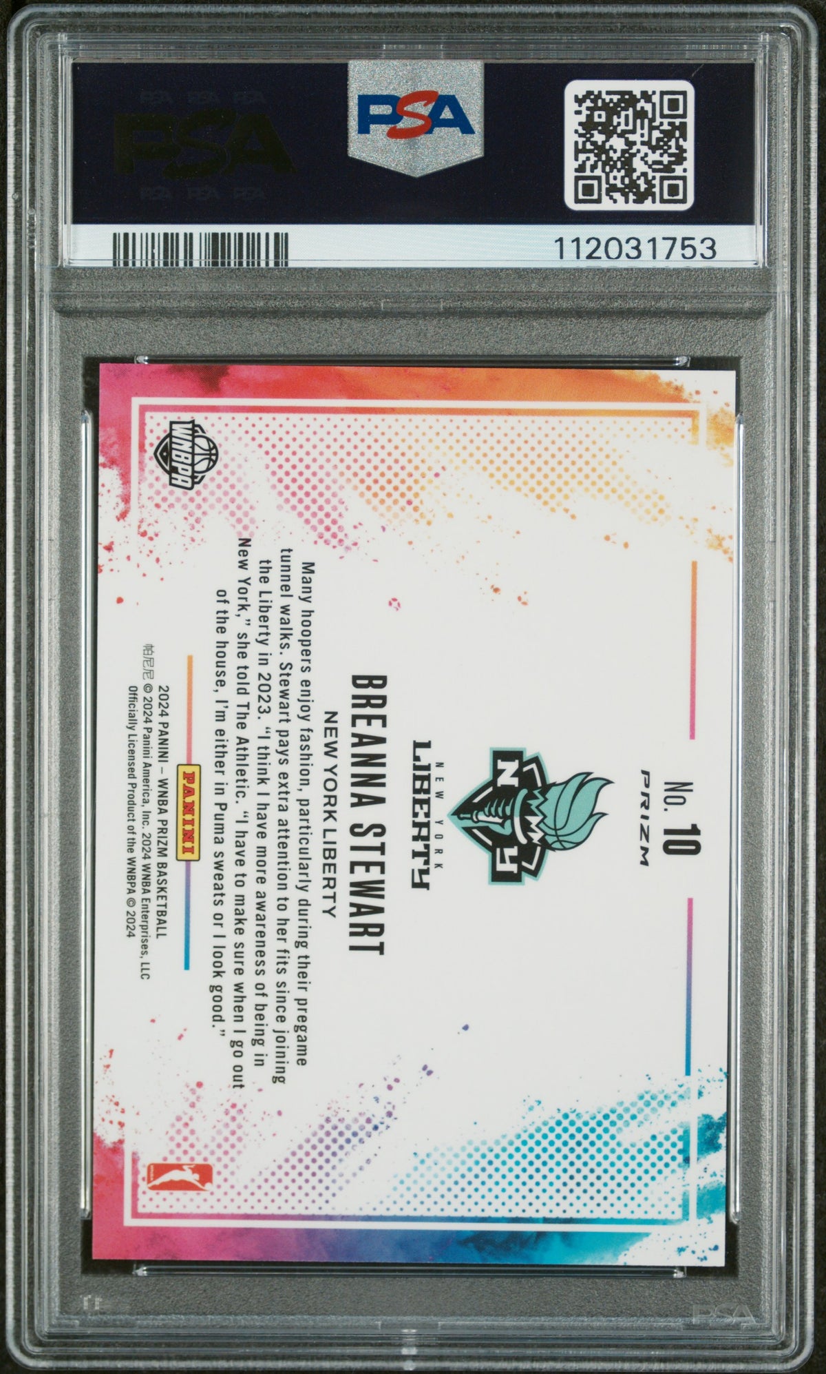 2024 Panini Prizm Wnba Color Blast Breanna Stewart #10 PSA 10