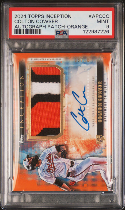 2024 Topps Inception Autograph Patch Colton Cowser Orange #APCCC PSA 9