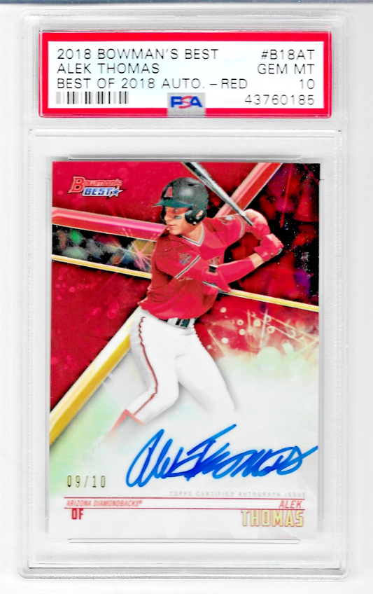 2018 Bowman's Best Best of 2018 Autographs Alek Thomas Red #B18AT PSA 10