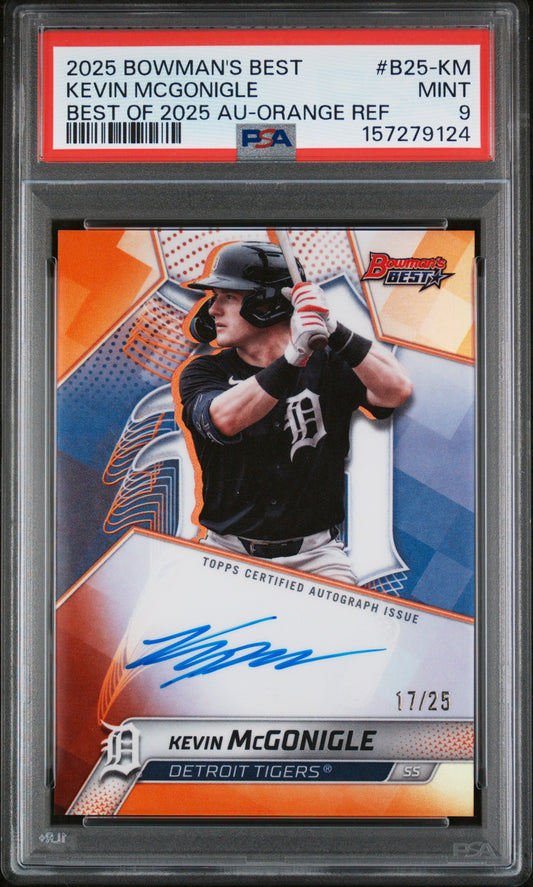2025 Bowman's Best Best of 2025 Autographs Kevin Mcgonigle Orange Refractor #B25-KM PSA 9