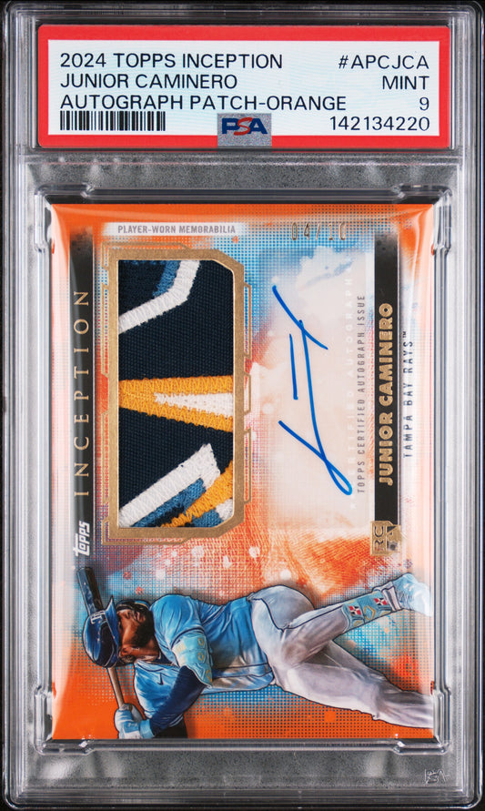 2024 Topps Inception Autograph Patch Junior Caminero Orange #APCJCA PSA 9