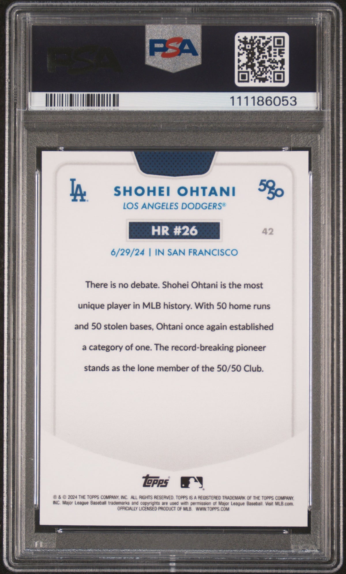 2024 Topps 50 / 50 Shohei Ohtani Chrome-Orange Refractor #42 PSA 9