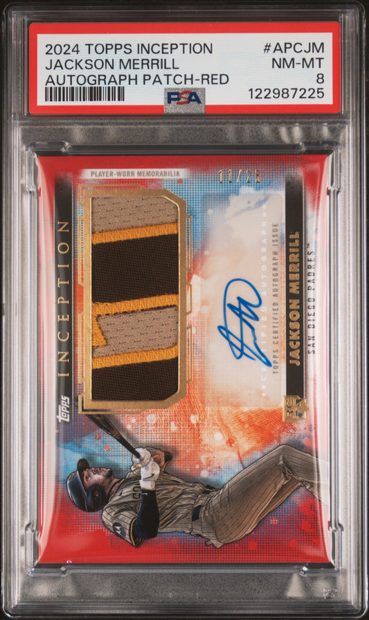 2024 Topps Inception Autograph Patch Jackson Merrill Red #APCJM PSA 8