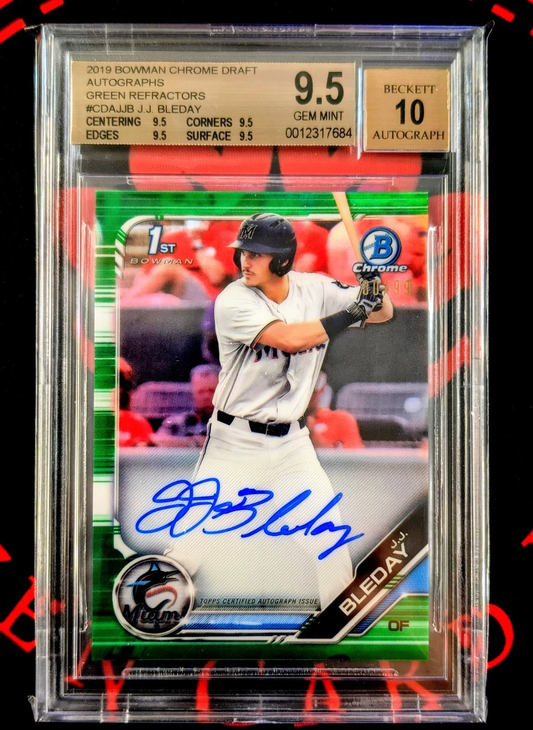 2019 Bowman Chrome Draft Autographs J.J. Bleday - Green Refractor #CDAJJB BGS 9.5 Auto 10