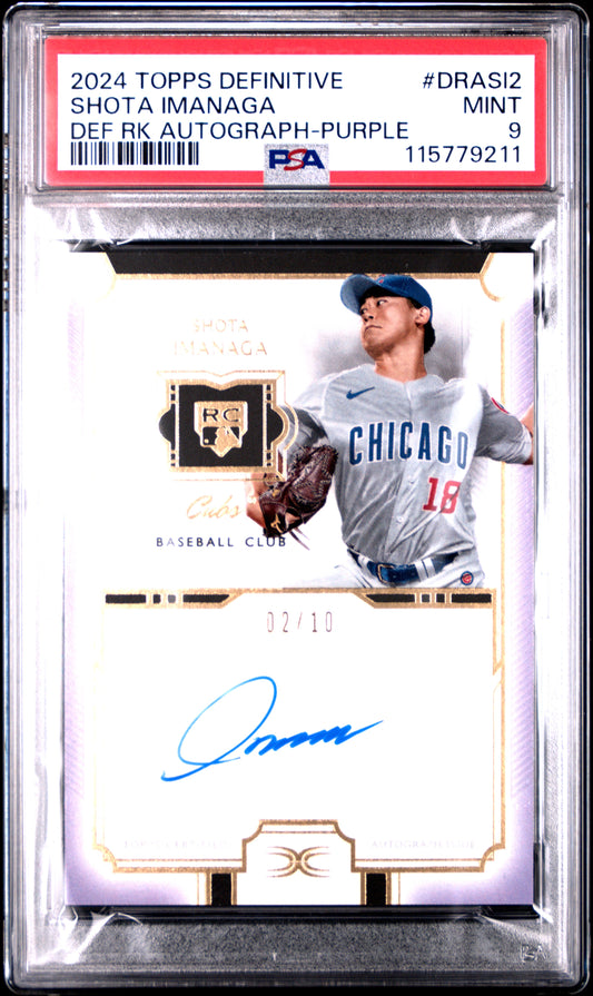 2024 Topps Definitive Collection Definitive Rookie Autographs Shota Imanaga - Purple #DRASI2 PSA 9