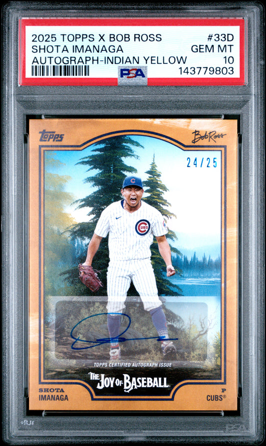2025 Topps X Bob Ross The Joy Of Baseball Shota Imanaga Autograph-Indian Yellow #33D PSA 10