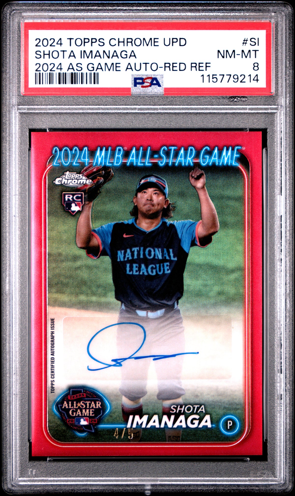2024 Topps Chrome Update 2024 All-Star Game Autographs Shota Imanaga - Red Ref #SI PSA 8