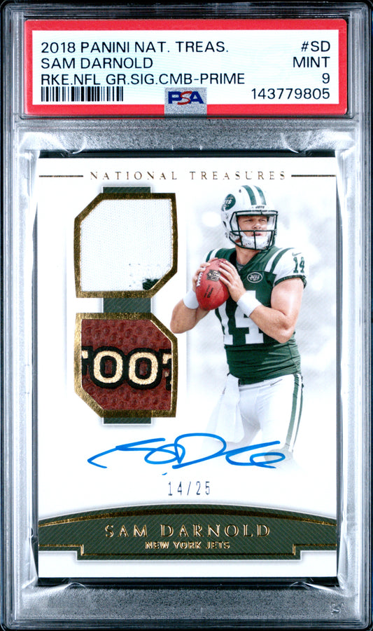 2018 Panini National Treasures Rookie Nfl Gear Signature Combos Sam Darnold - Prime #SD PSA 9