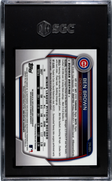 2023 Bowman Ben Brown Chr. Pros. Auto. Yellow Ref. /75 #CPA-BBN SGC 10 Auto 10