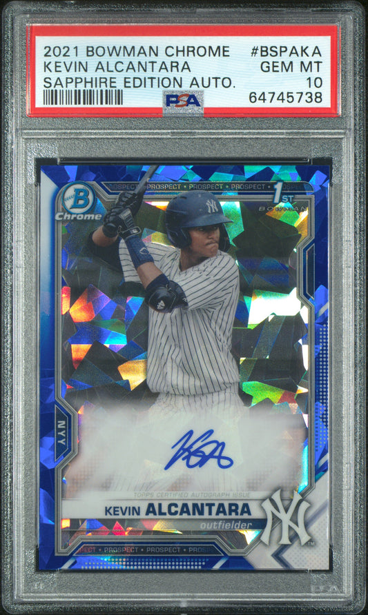 2021 Bowman Chrome Sapphire Edition Autographs Kevin Alcantara #BSPAKA PSA 10