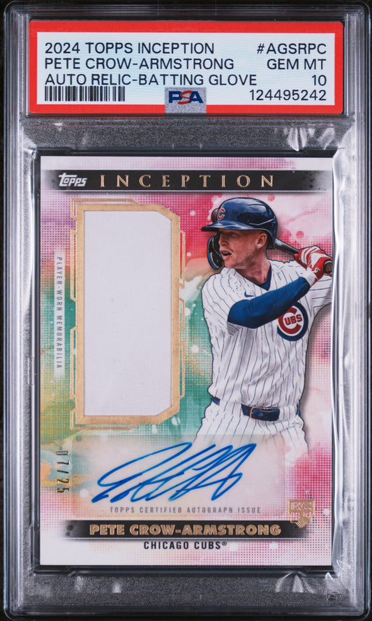 2024 Topps Inception Autograph Relics Pete Crow-Armstrong - Batting Glove #AGSRPC PSA 10
