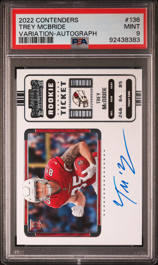 2022 Panini Contenders Trey Mcbride Variation-Autograph #136 PSA 9