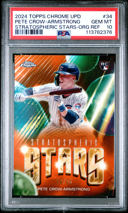 2024 Topps Chrome Update Stratospheric Stars Pete Crow-Armstrong - Org Ref #34 PSA 10
