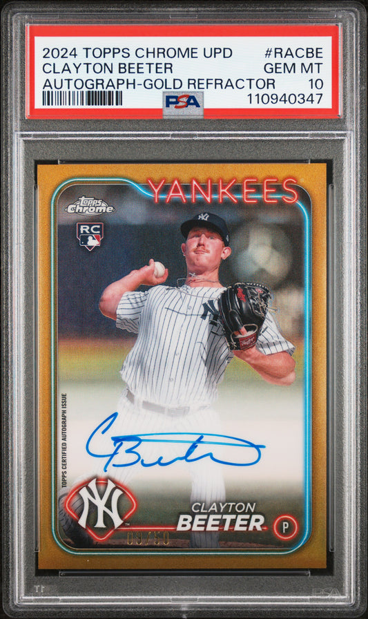 2024 Topps Chrome Update Chrome Baseball Update Series Autographs Clayton Beeter - Gold Refractor #RACBE PSA 10