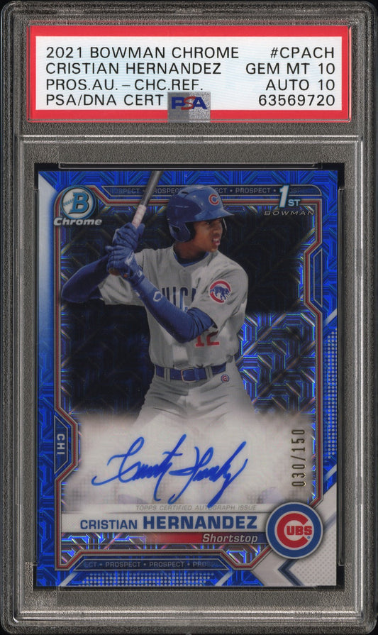 2021 Bowman Chrome Prospect Autographs Cristian Hernandez - Chc.Ref. #CPACH PSA 10/Auto 10