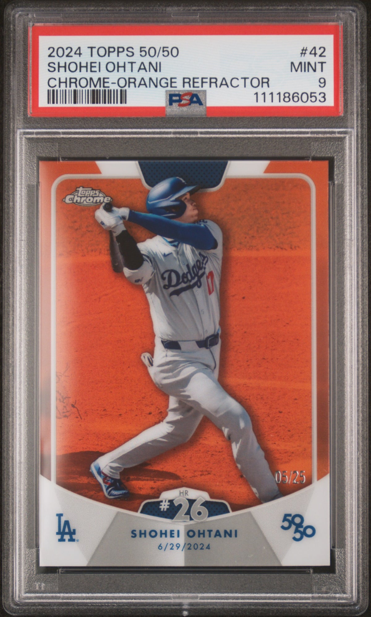 2024 Topps 50 / 50 Shohei Ohtani Chrome-Orange Refractor #42 PSA 9