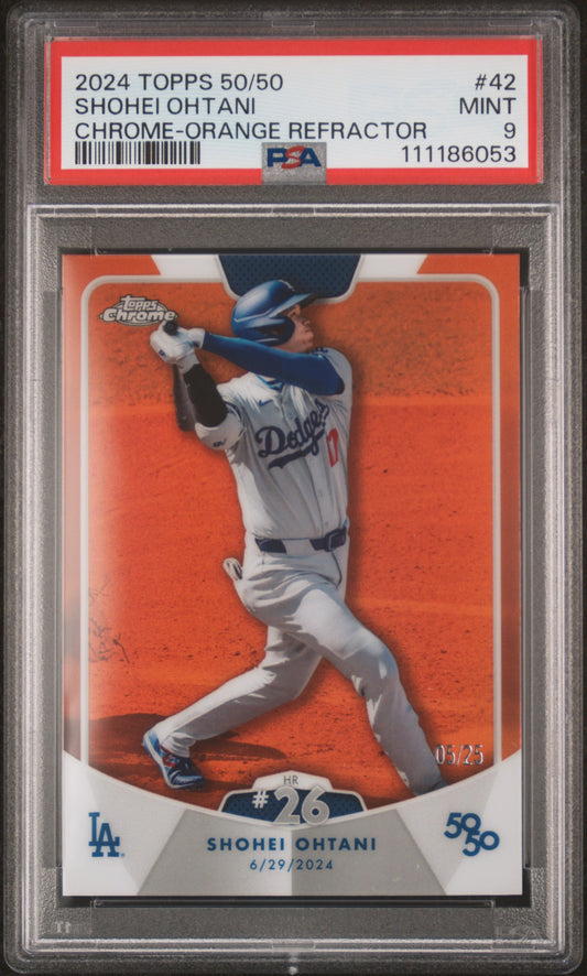 2024 Topps 50 / 50 Shohei Ohtani Chrome-Orange Refractor #42 PSA 9