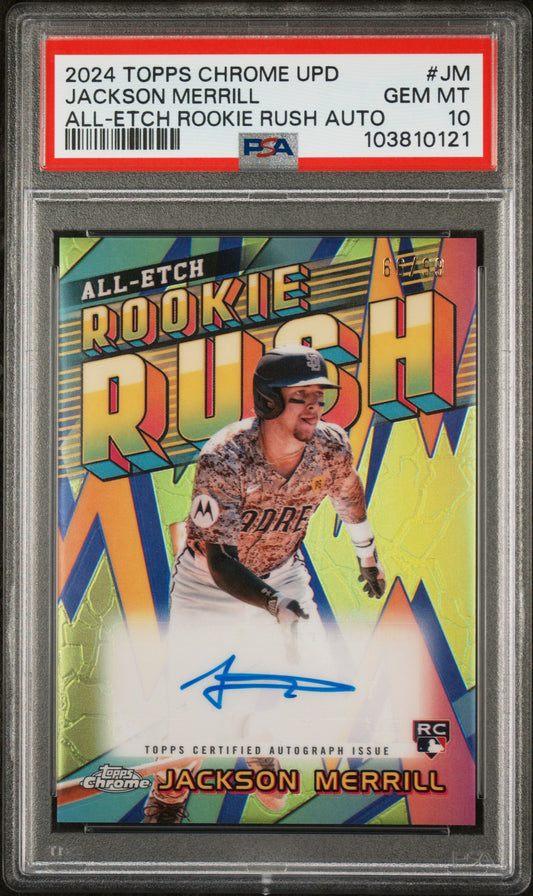 2024 Topps Chrome Update All-Etch Rookie Rush Autographs Jackson Merrill #JM PSA 10