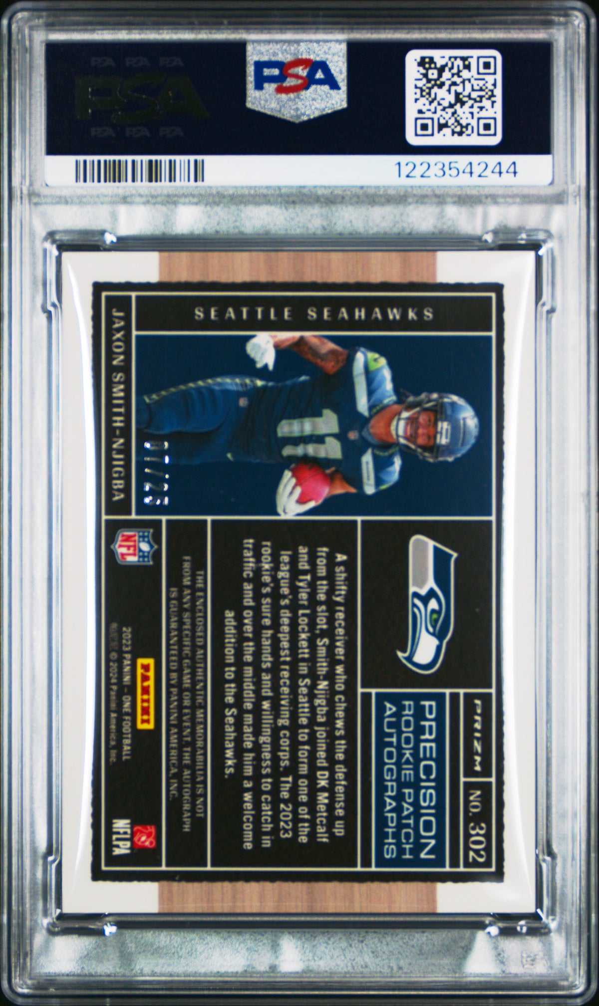 2023 Panini One Jaxon Smith-Njigba Precision Patch Auto-Red #302 PSA 9