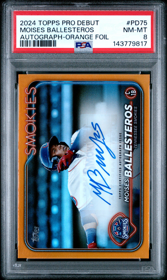 2024 Topps Pro Debut Moises Ballesteros Autograph-Orange Foil #PD75 PSA 8