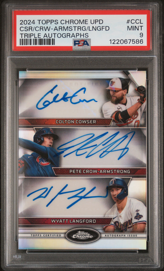 2024 Topps Chrome Update Triple Autographs Csr/Crw-Armstrg/Lngfd #CCL PSA 9