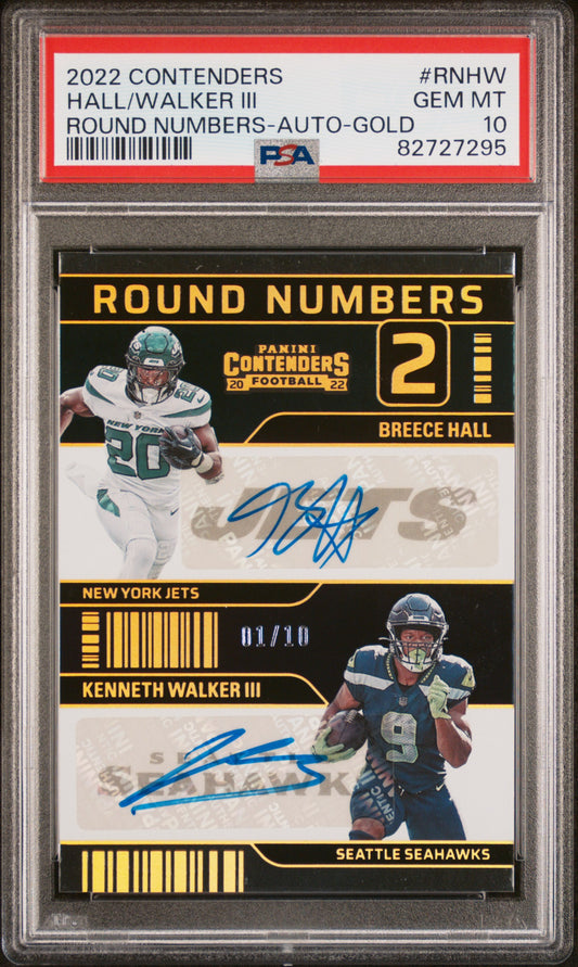 2022 Panini Contenders Round Numbers Hall/Walker Iii - Auto-Gold #RNHW PSA 10