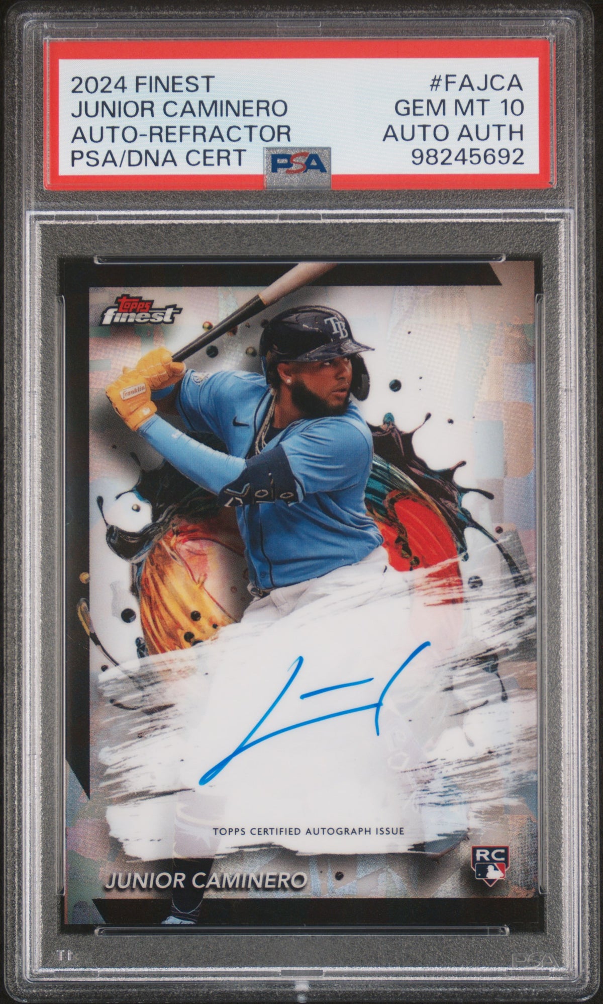 2024 Topps Finest Finest Autographs Junior Caminero - Refractor #FAJCA PSA 10/Auto Auth