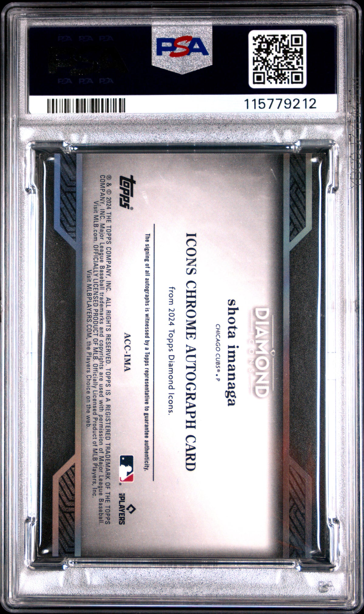 2024 Topps Diamond Icons Icons Chrome Autographs Shota Imanaga #ACCIMA PSA 8