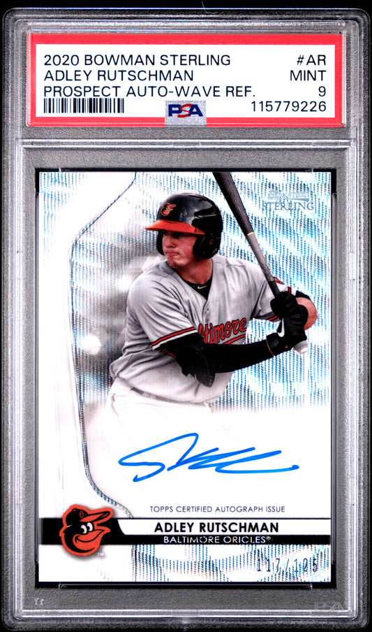 2020 Bowman Sterling Prospect Autographs Adley Rutschman - Wave Ref. #AR PSA 9