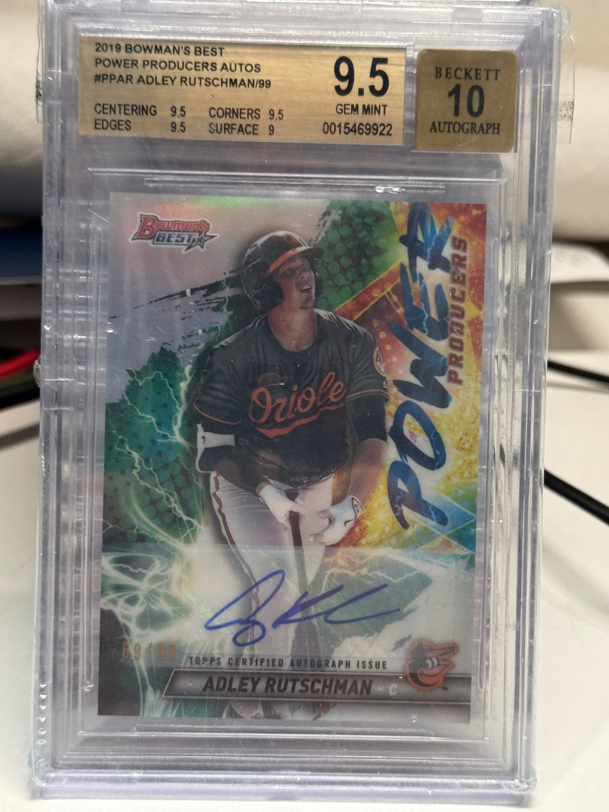 2019 Bowman's Best Power Producers Autographs Adley Rutschman /99 #PPAR BGS 9.5 Auto 10