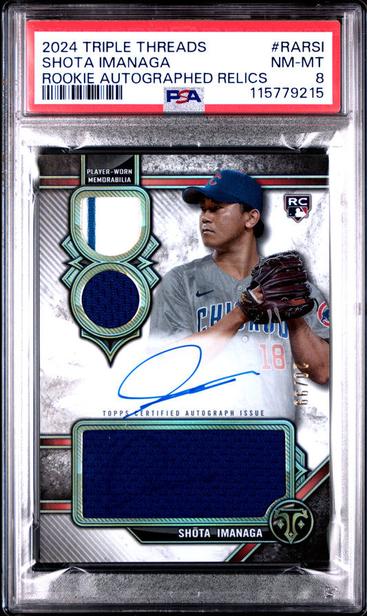 2024 Topps Triple Threads Rookie Autographed Relics Shota Imanaga #RARSI PSA 8