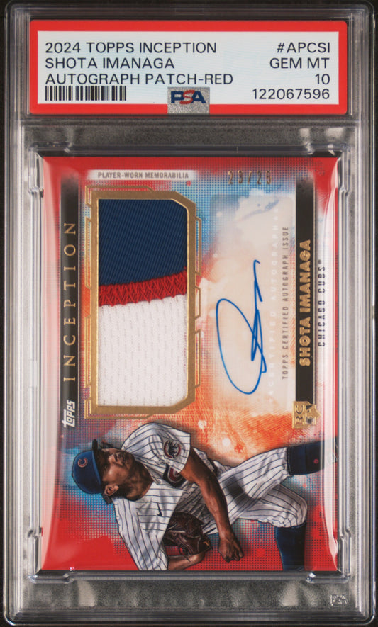 2024 Topps Inception Autograph Patch Shota Imanaga - Red #APCSI PSA 10