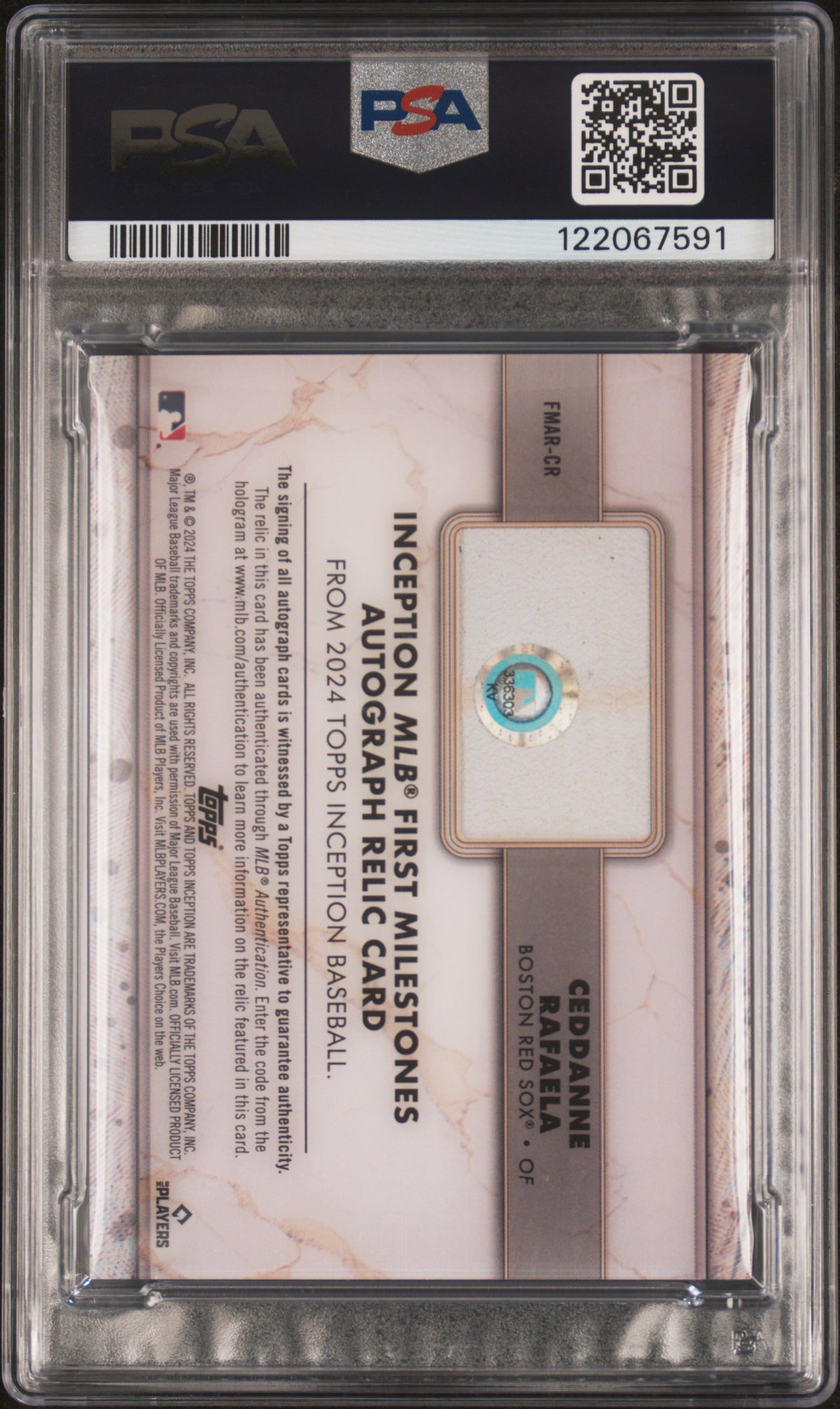 2024 Topps Inception Mlb First Milestones Autograph Relics Ceddanne Rafaela #FMARCR PSA 9