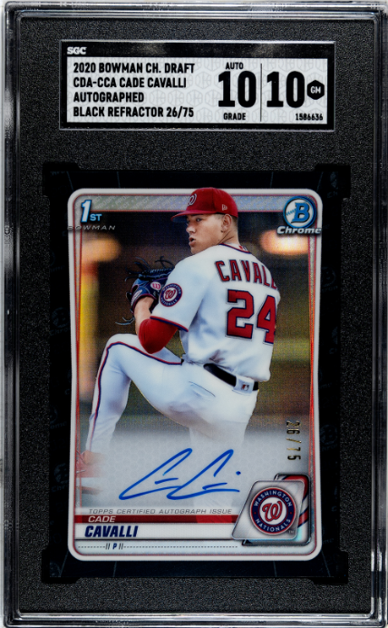 2020 Bowman Chrome Draft Cade Cavalli Auto. Black Refractor /75 #CDA-CCA SGC 10/Auto 10