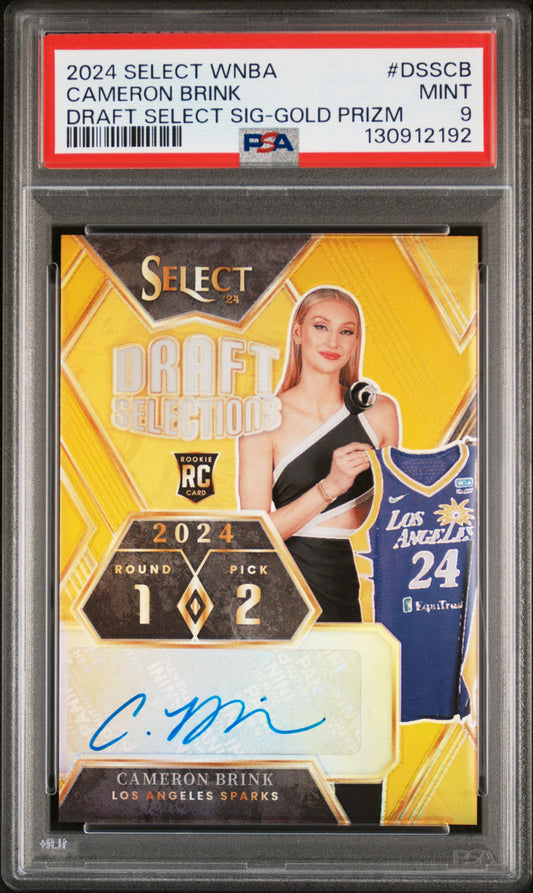 2024 Panini Select Wnba Draft Selections Signatures Cameron Brink - Gold Prizm #DSSCB PSA 9