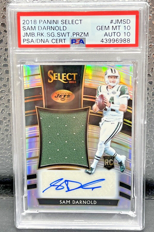 2018 Panini Select Jumbo Rookie Signature Swatch Prizm Sam Darnold #JMSD PSA 10/Auto 10