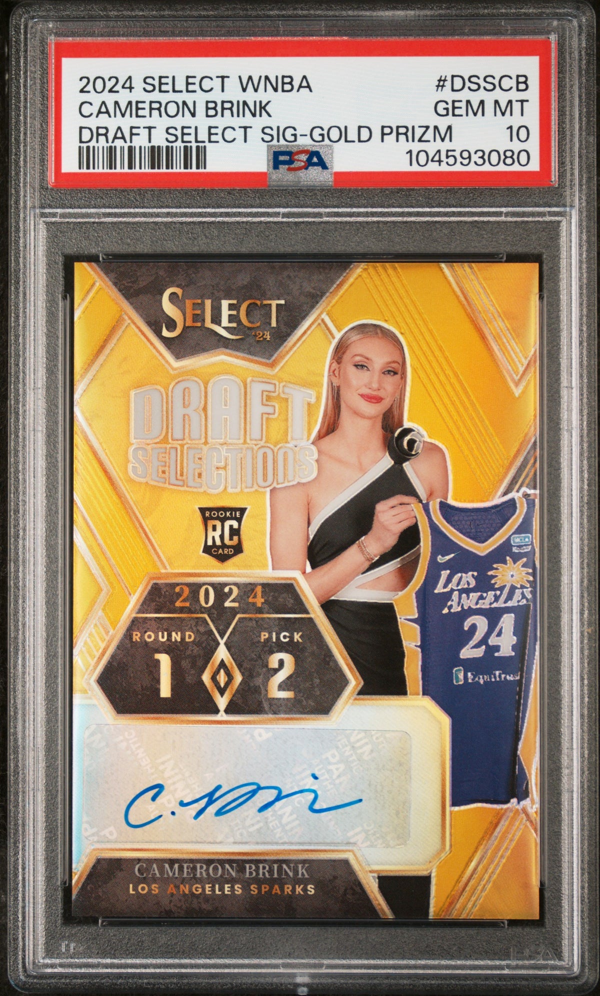 2024 Panini Select Wnba Draft Selections Signatures Cameron Brink - Gold Prizm #DSSCB PSA 10