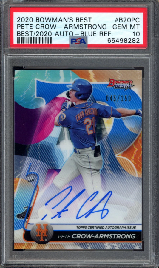 2020 Bowman's Best Best Of 2020 Autographs Pete Crow-Armstrong - Blue Ref. #B20PC PSA 10