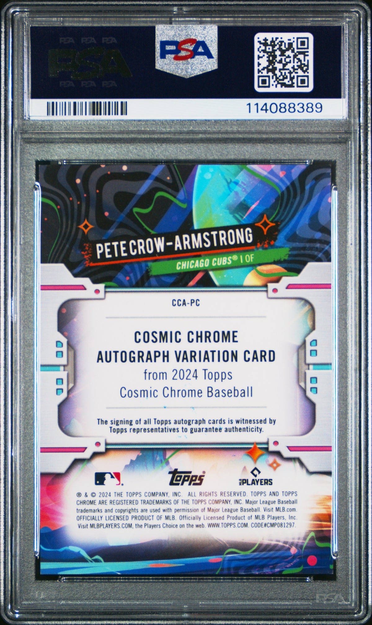 2024 Topps Cosmic Chrome Autographs Pete Crow-Armstrong Orange Galactic #PC PSA 9