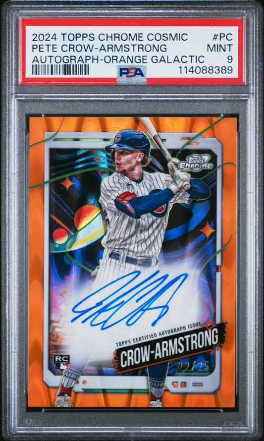 2024 Topps Cosmic Chrome Autographs Pete Crow-Armstrong Orange Galactic #PC PSA 9