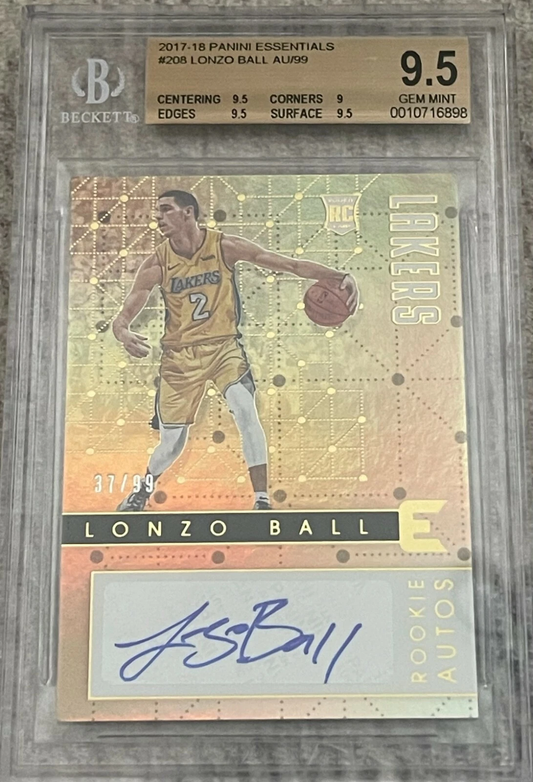 2017 Panini Essentials Lonzo Ball AU/99 #208 BGS 9.5