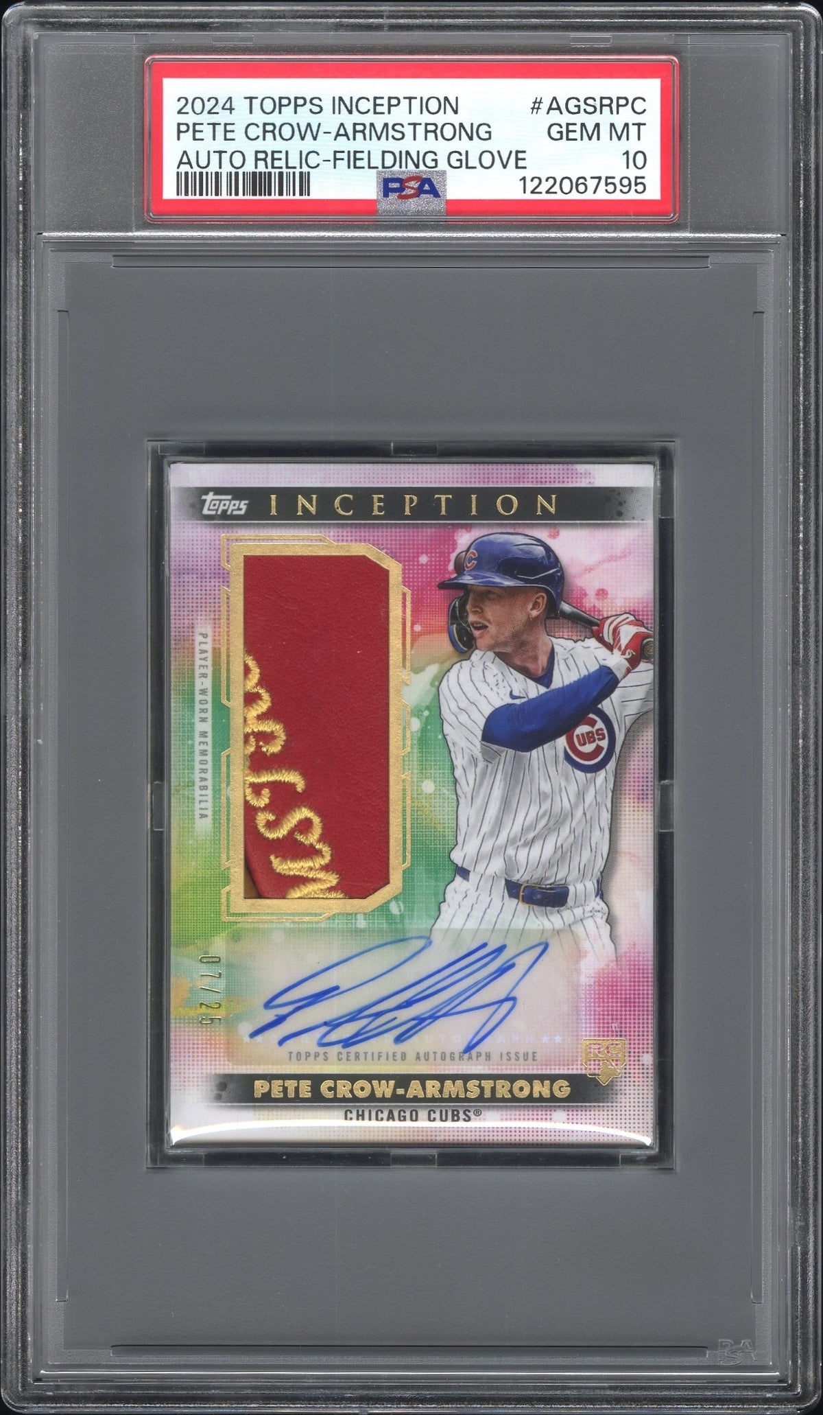 2024 Topps Inception Autograph Relics Pete Crow-Armstrong Fielding Glove #AGSRPC PSA 10