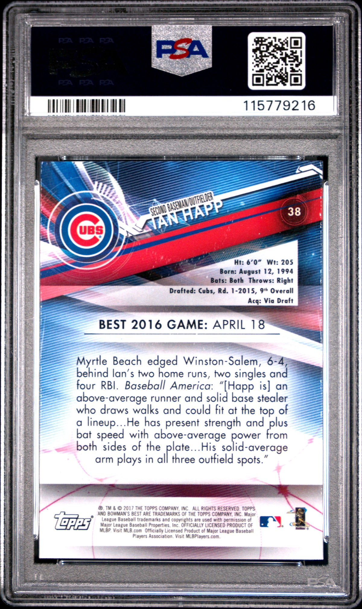 2019 Topps Archives Signature Series Active Players Edition Ian Happ - '17 Tp.Fnst.1/1 #38 PSA 9