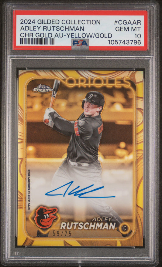 2024 Topps Gilded Collection Topps Chrome Gold Autographs Adley Rutschman Yellow/Gold #CGAAR PSA 10