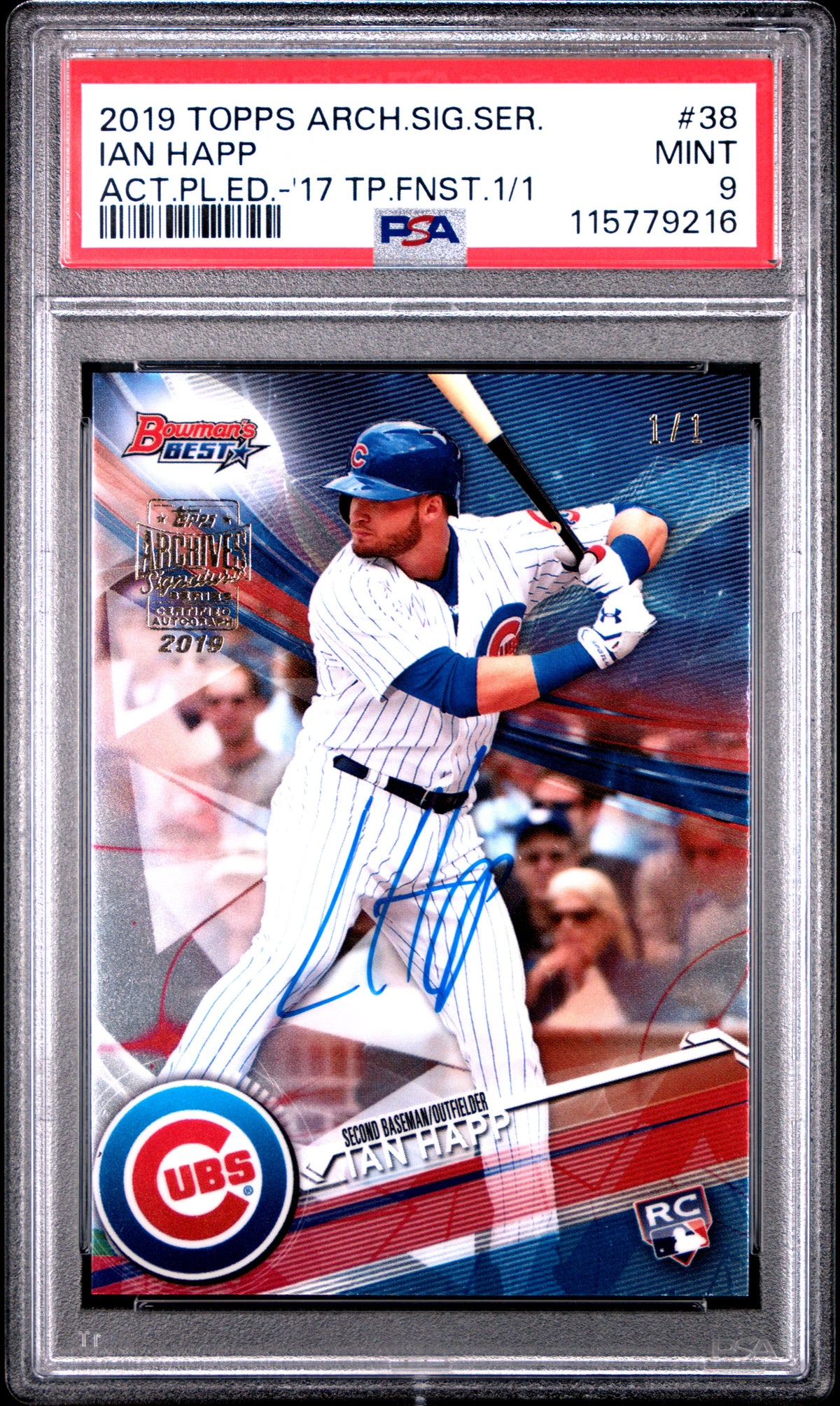 2019 Topps Archives Signature Series Active Players Edition Ian Happ - '17 Tp.Fnst.1/1 #38 PSA 9