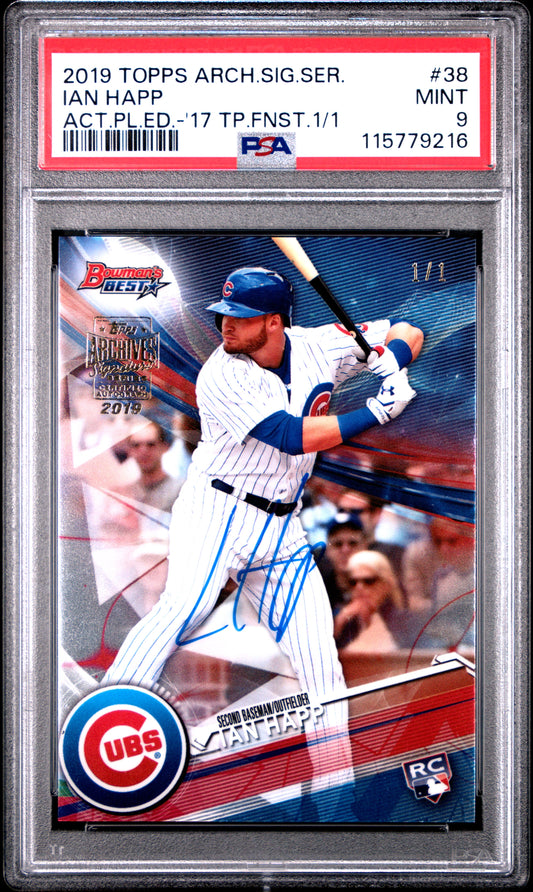 2019 Topps Archives Signature Series Active Players Edition Ian Happ - '17 Tp.Fnst.1/1 #38 PSA 9