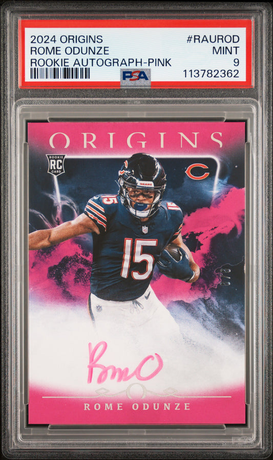 2024 Panini Origins Rookie Autographs Rome Odunze - Pink #RAUROD PSA 9